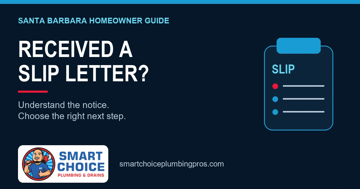 Smart Choice Plumbing & Drains guide: Received a Santa Barbara SLIP letter? Understand the notice and choose the next step.