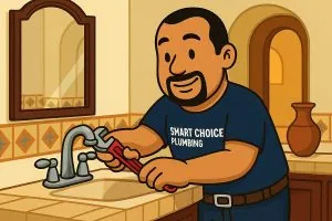 Santa Barbara Plumber repairing a faucet in a Spanish-style home