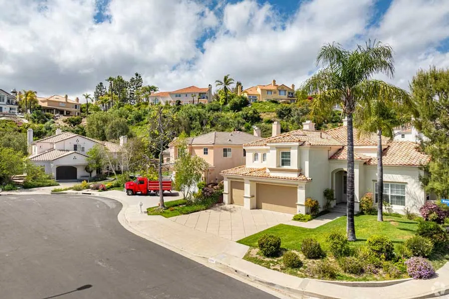 Aerial view of Westlake Village CA with Westlake Lake and surrounding neighborhoods, home to your trusted plumber in Westlake Village