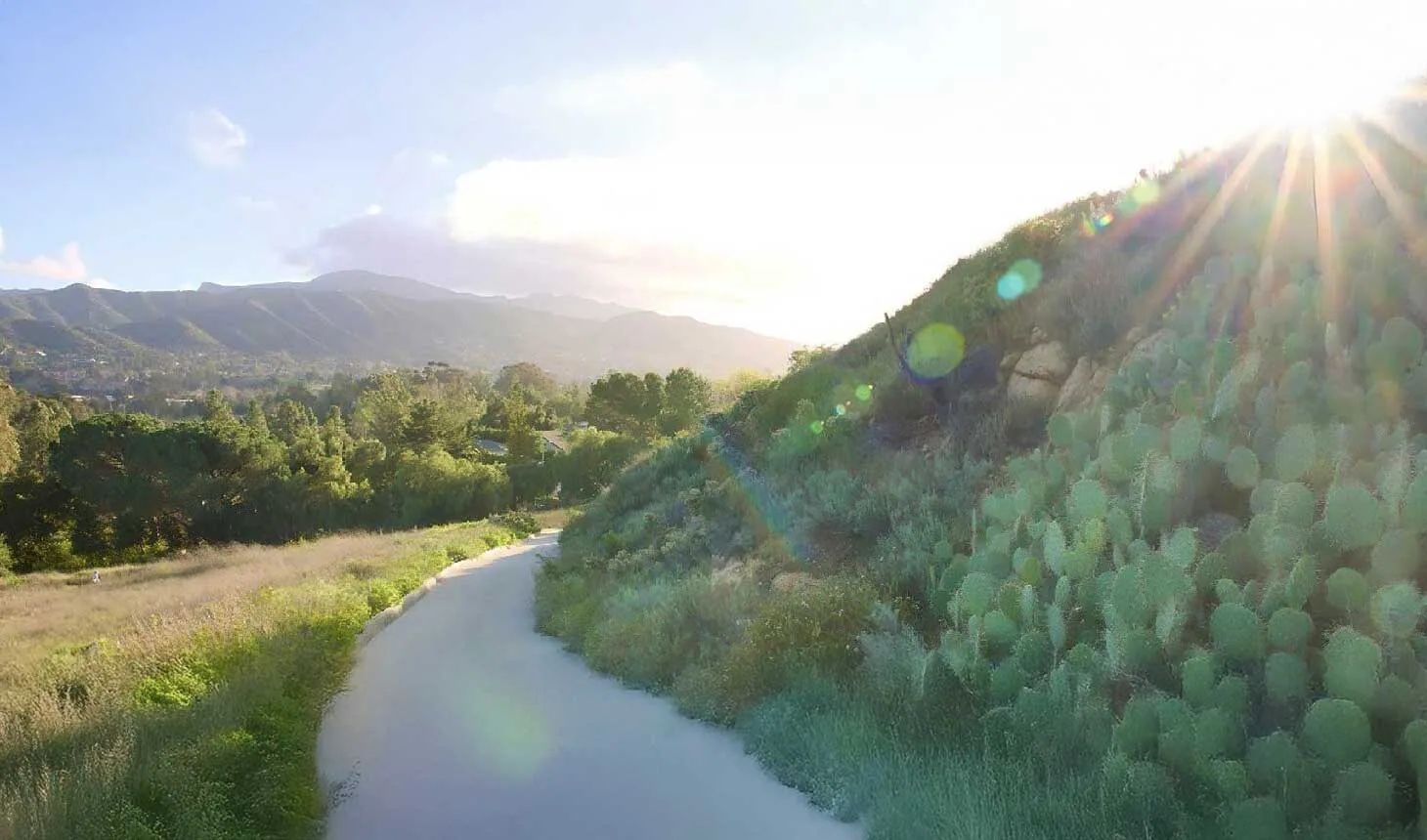 Scenic view in Thousand Oaks with hillside trail and sunlight, representing plumber in Thousand Oaks service area